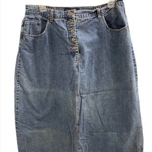 LA Blues Womens Maxi Jean Skirt Sz 22/24 5 Button Closure 100% Cotton